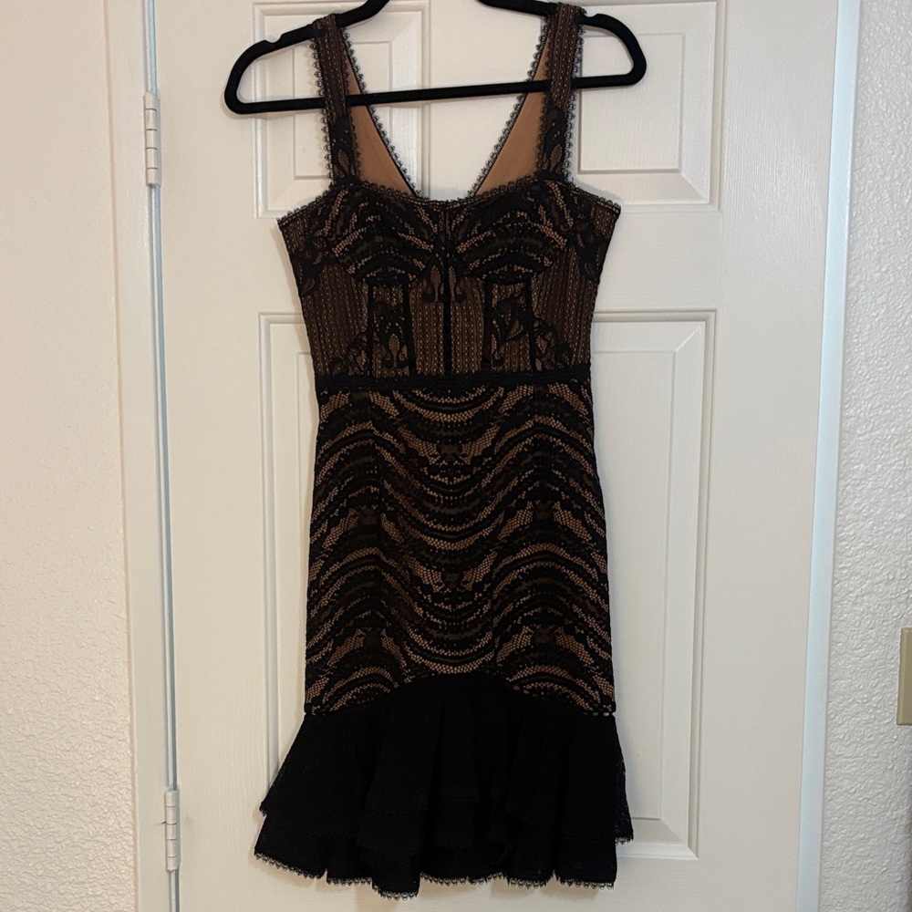 Jonathan Simkhai Black and Brown Lace Mini Dress